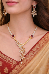 Royal Ruby Diamond Designer Necklace Set