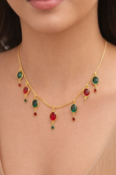 Royal Ruby Emerald Drop Necklace