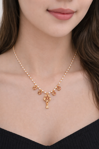 Floral Pearl Charm Necklac