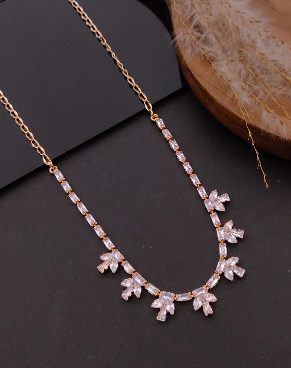 Crystal Leaf Drop Necklace