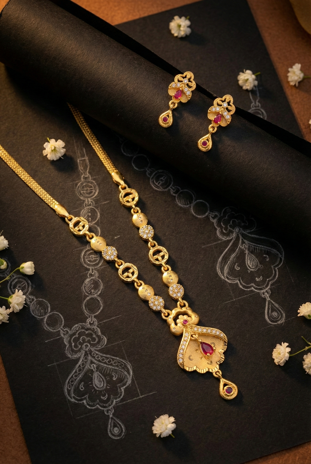Elegant Gold-Tone Pendant Necklace Set