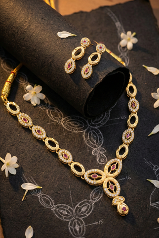 Luxury Aura Gold-Finish Necklace Set