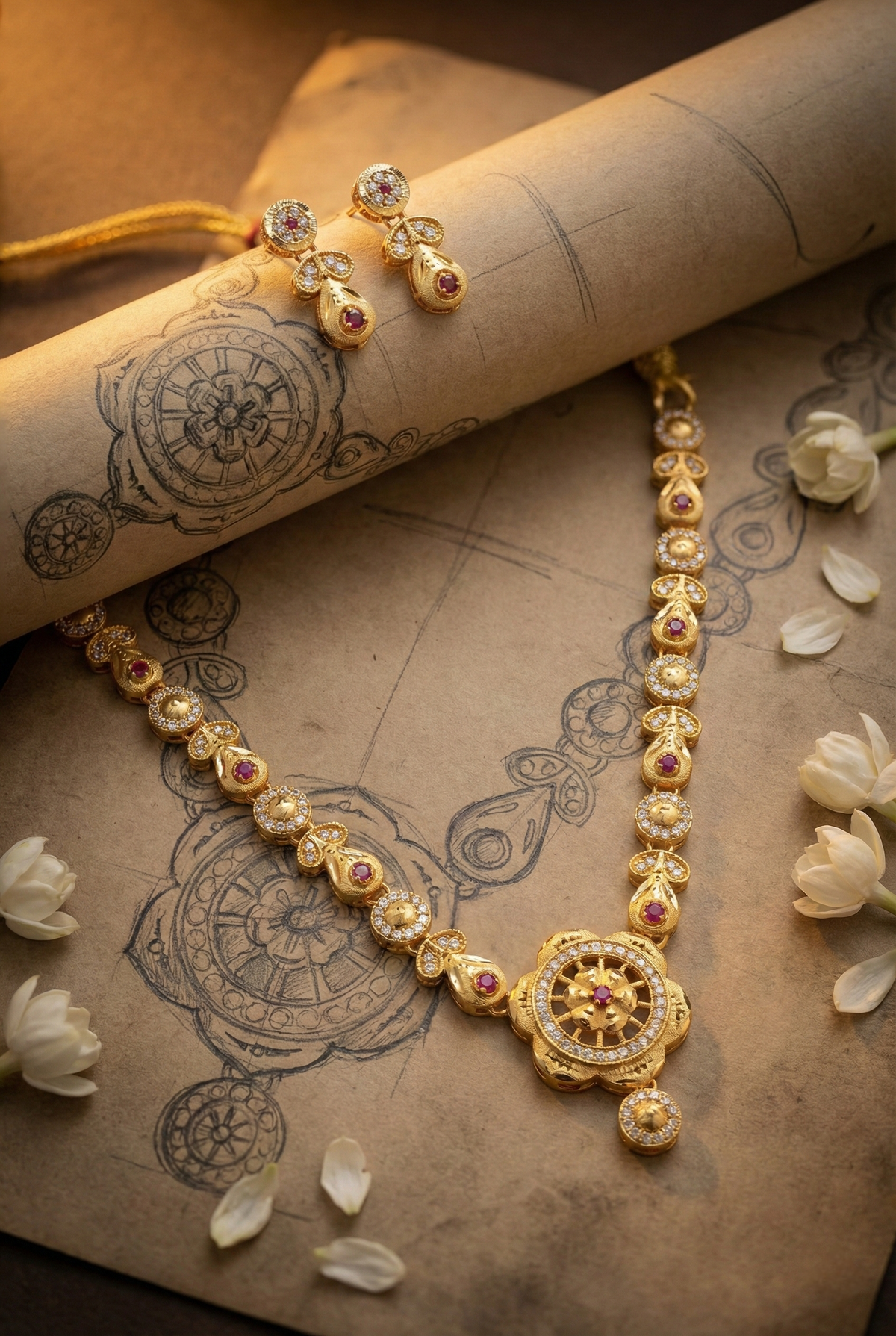 Royal Navratna Glow Necklace Set