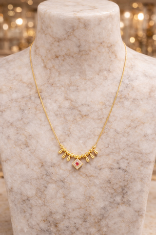 Golden Ruby Drop Necklace