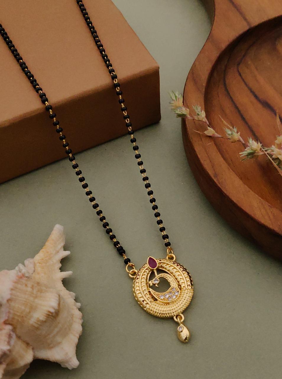 Peacock Circle Design Mangalsutra Necklace