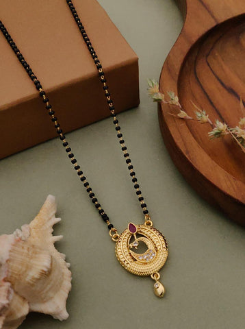 Peacock Circle Design Mangalsutra Necklace