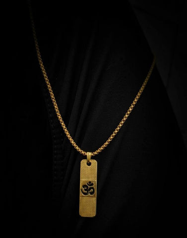 Om Symbol Bar Pendant Necklace