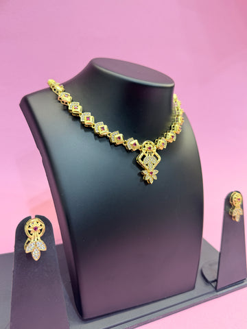 Regal Ruby Bloom Necklace Set
