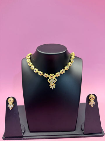 Regal Ruby Bloom Necklace Set