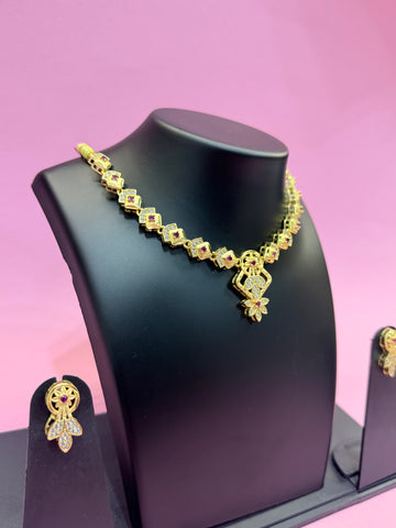 Regal Ruby Bloom Necklace Set