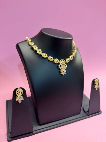 Regal Ruby Bloom Necklace Set