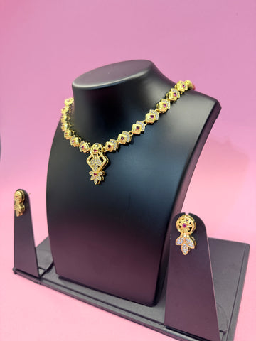 Regal Ruby Bloom Necklace Set